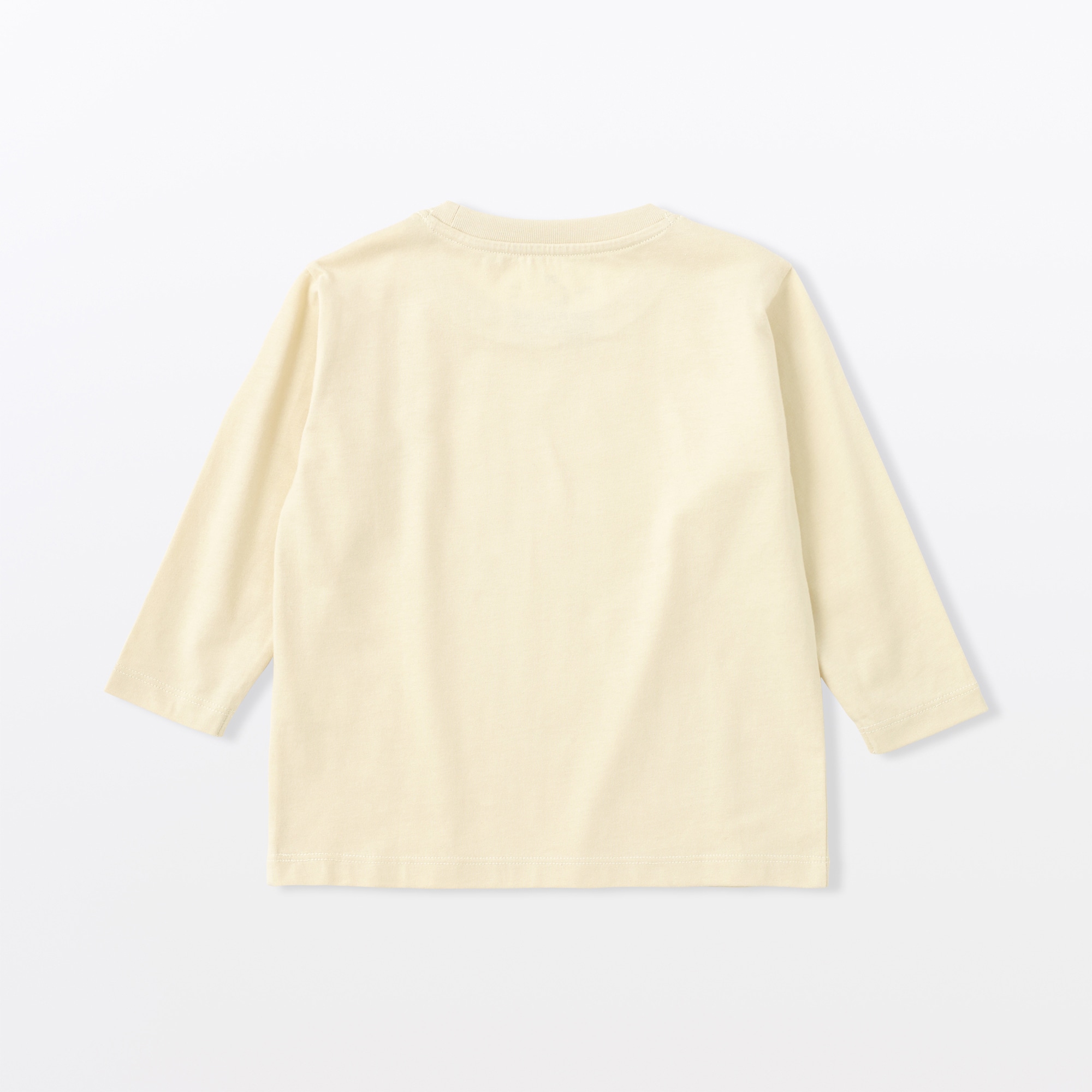 ベビー　あたまするっと　綿天竺編みクルーネック長袖Ｔシャツ　無地