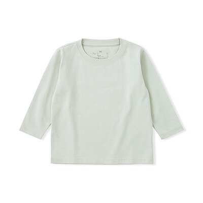 ベビー　あたまするっと　綿天竺編みクルーネック長袖Ｔシャツ　無地