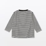 ベビー　あたまするっと　綿天竺編みクルーネック長袖Ｔシャツ　ボーダー