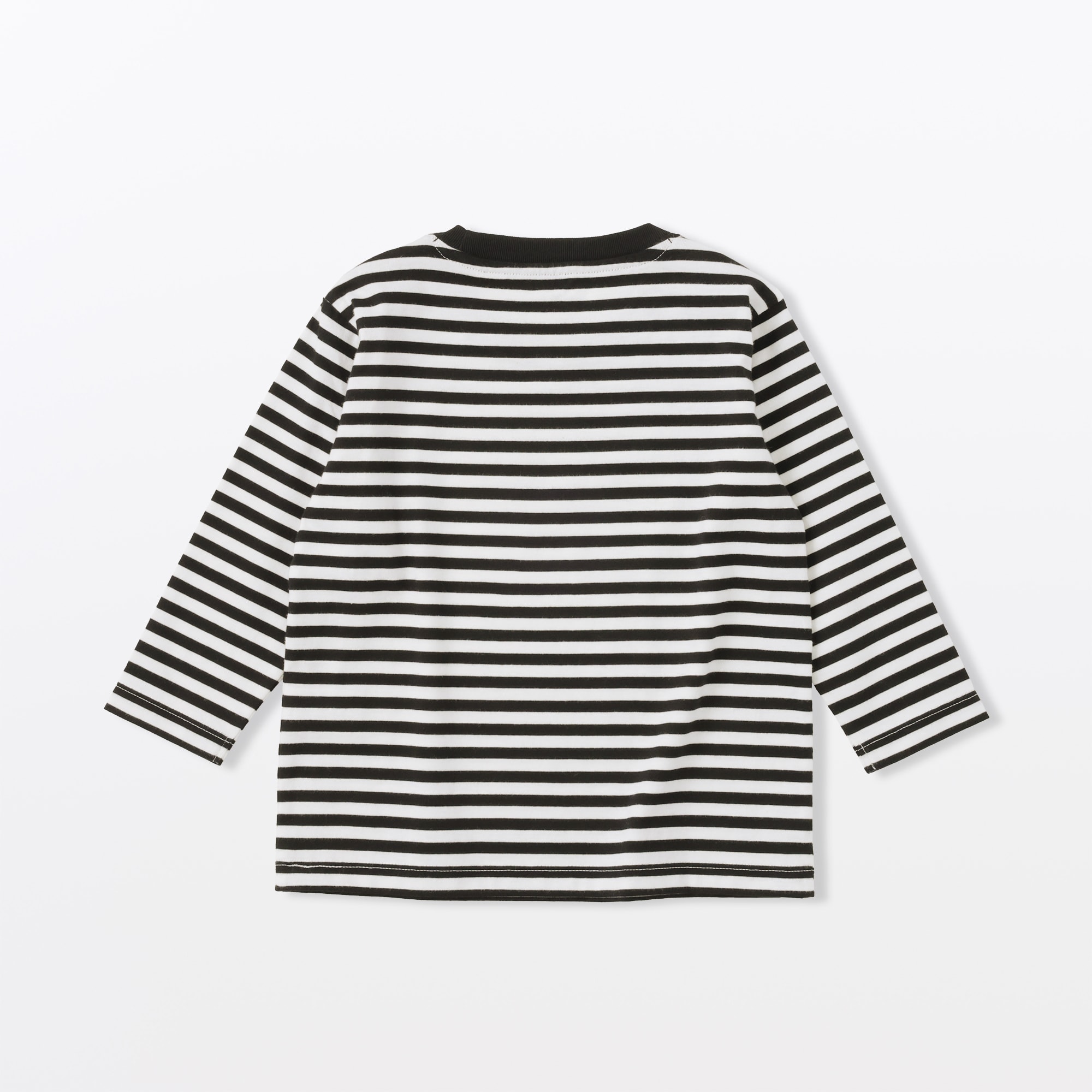 ベビー　あたまするっと　綿天竺編みクルーネック長袖Ｔシャツ　ボーダー