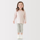 ベビー　あたまするっと　綿天竺編みクルーネック長袖Ｔシャツ　ボーダー