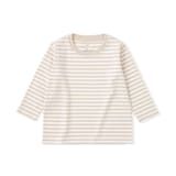 ベビー　あたまするっと　綿天竺編みクルーネック長袖Ｔシャツ　ボーダー