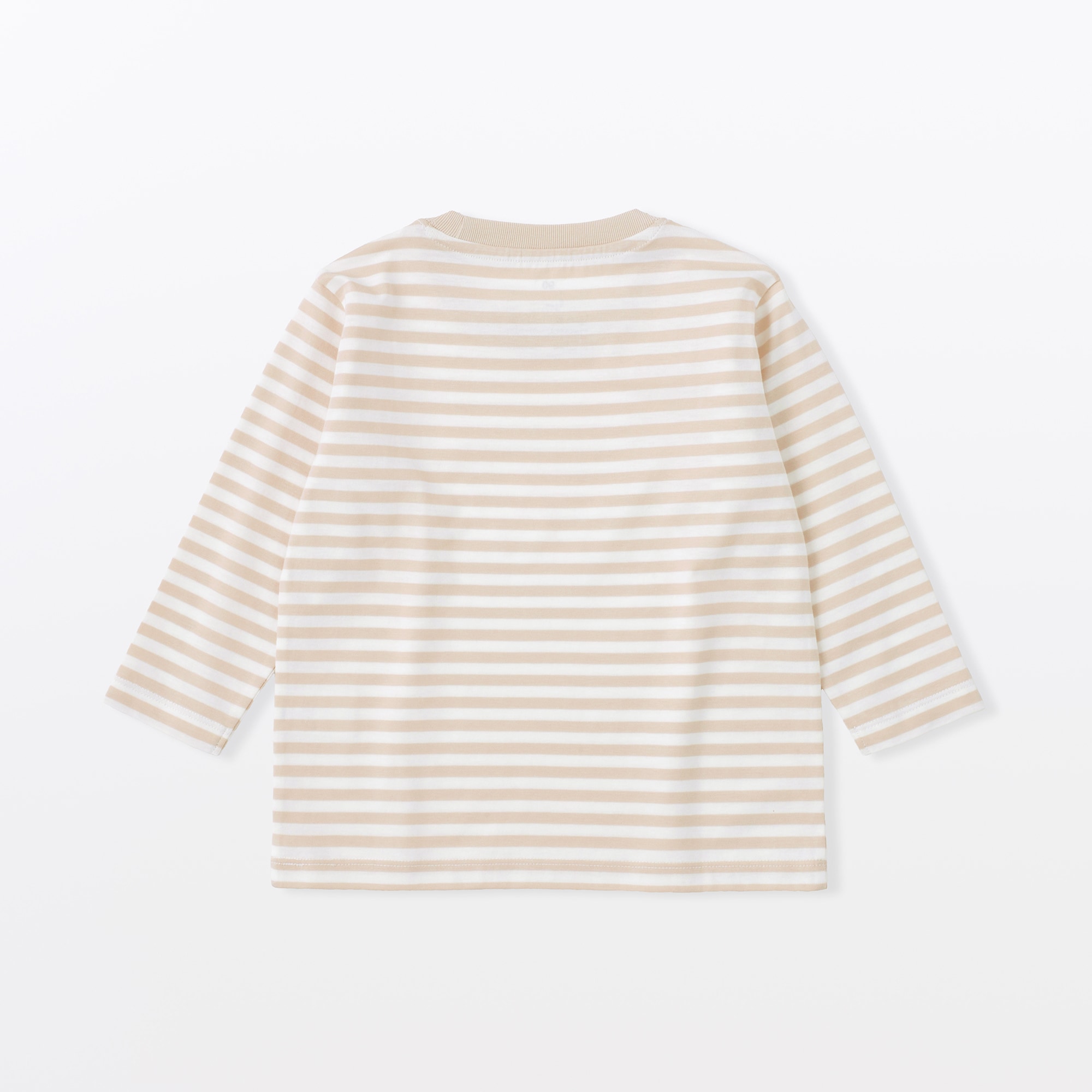 ベビー　あたまするっと　綿天竺編みクルーネック長袖Ｔシャツ　ボーダー