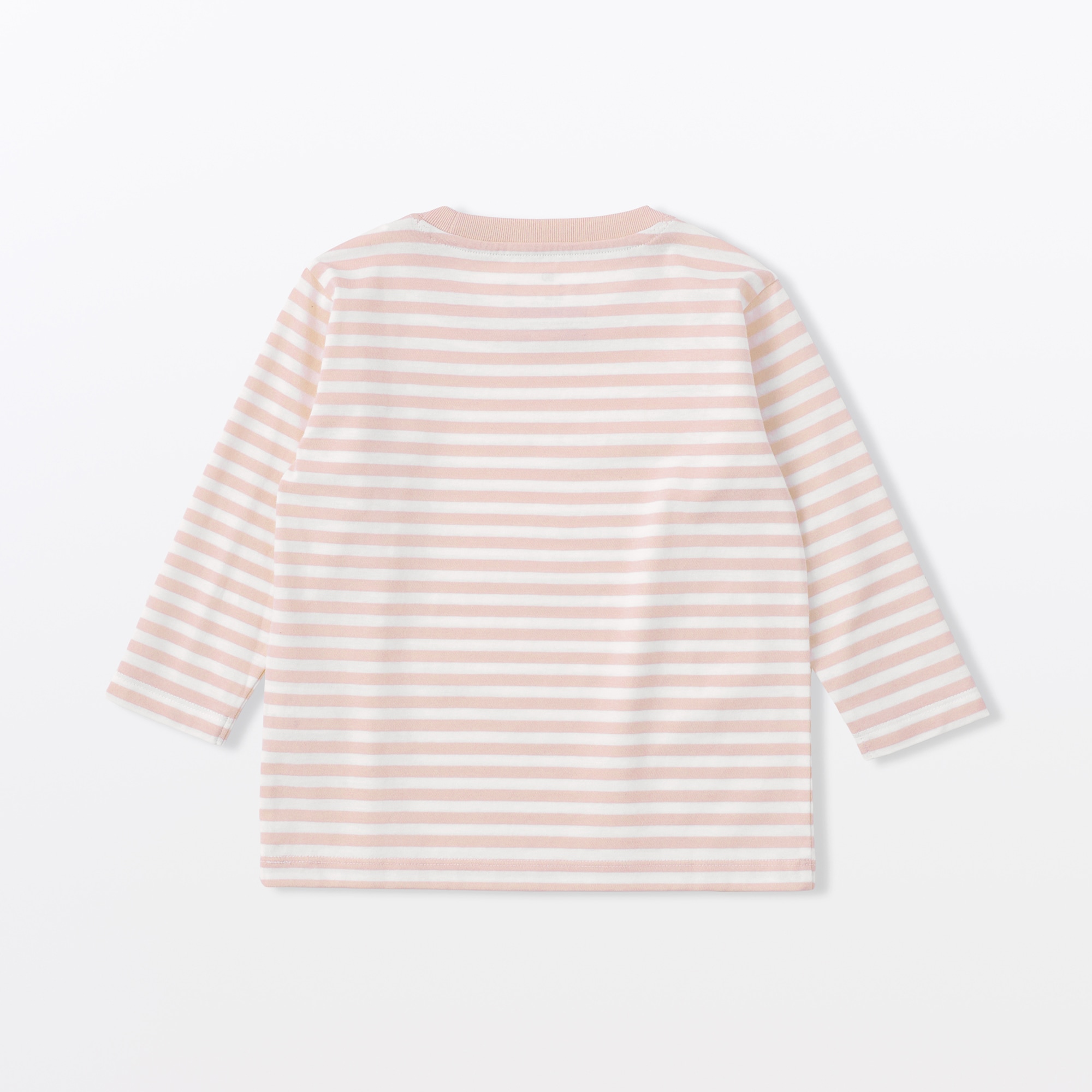 ベビー　あたまするっと　綿天竺編みクルーネック長袖Ｔシャツ　ボーダー