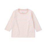 ベビー　あたまするっと　綿天竺編みクルーネック長袖Ｔシャツ　ボーダー