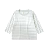 ベビー　あたまするっと　綿天竺編みクルーネック長袖Ｔシャツ　ボーダー