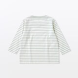 ベビー　あたまするっと　綿天竺編みクルーネック長袖Ｔシャツ　ボーダー