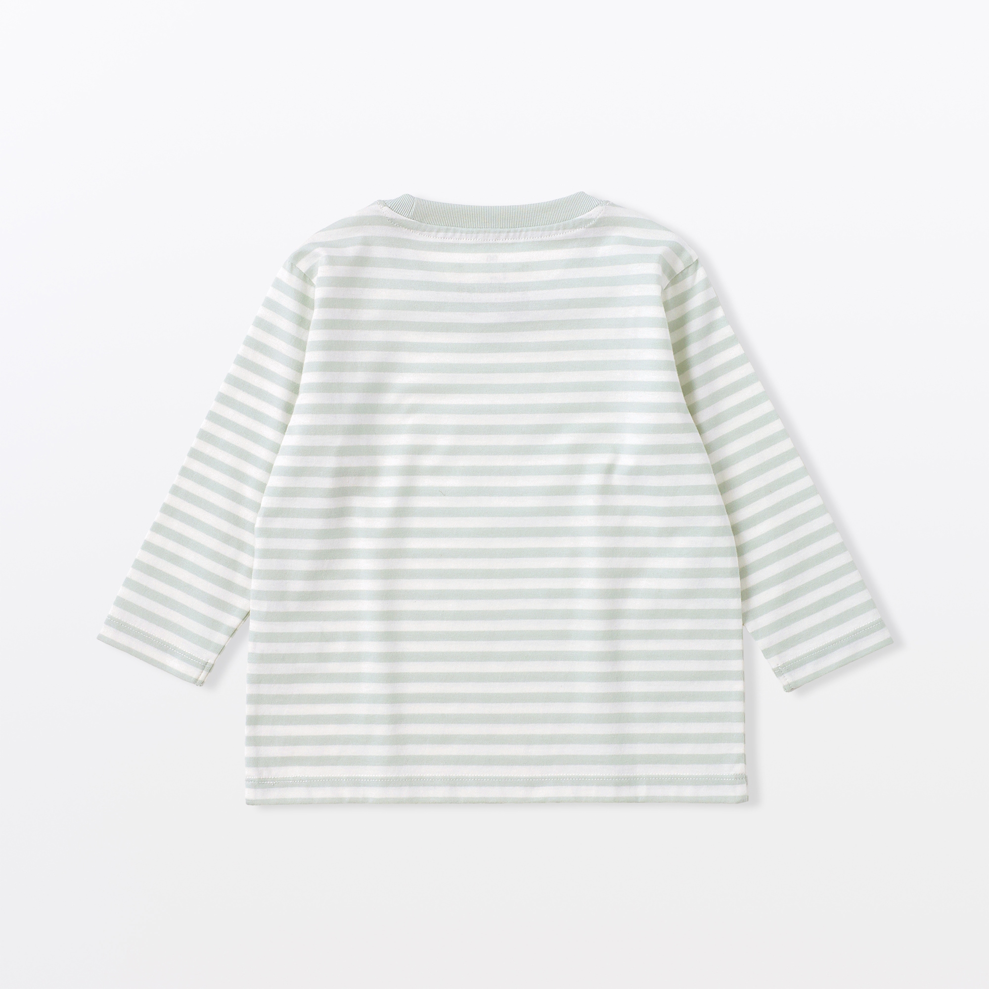 ベビー　あたまするっと　綿天竺編みクルーネック長袖Ｔシャツ　ボーダー