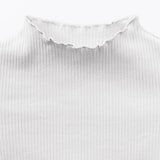 ベビー　ストレッチリブ編みモックネック長袖Ｔシャツ