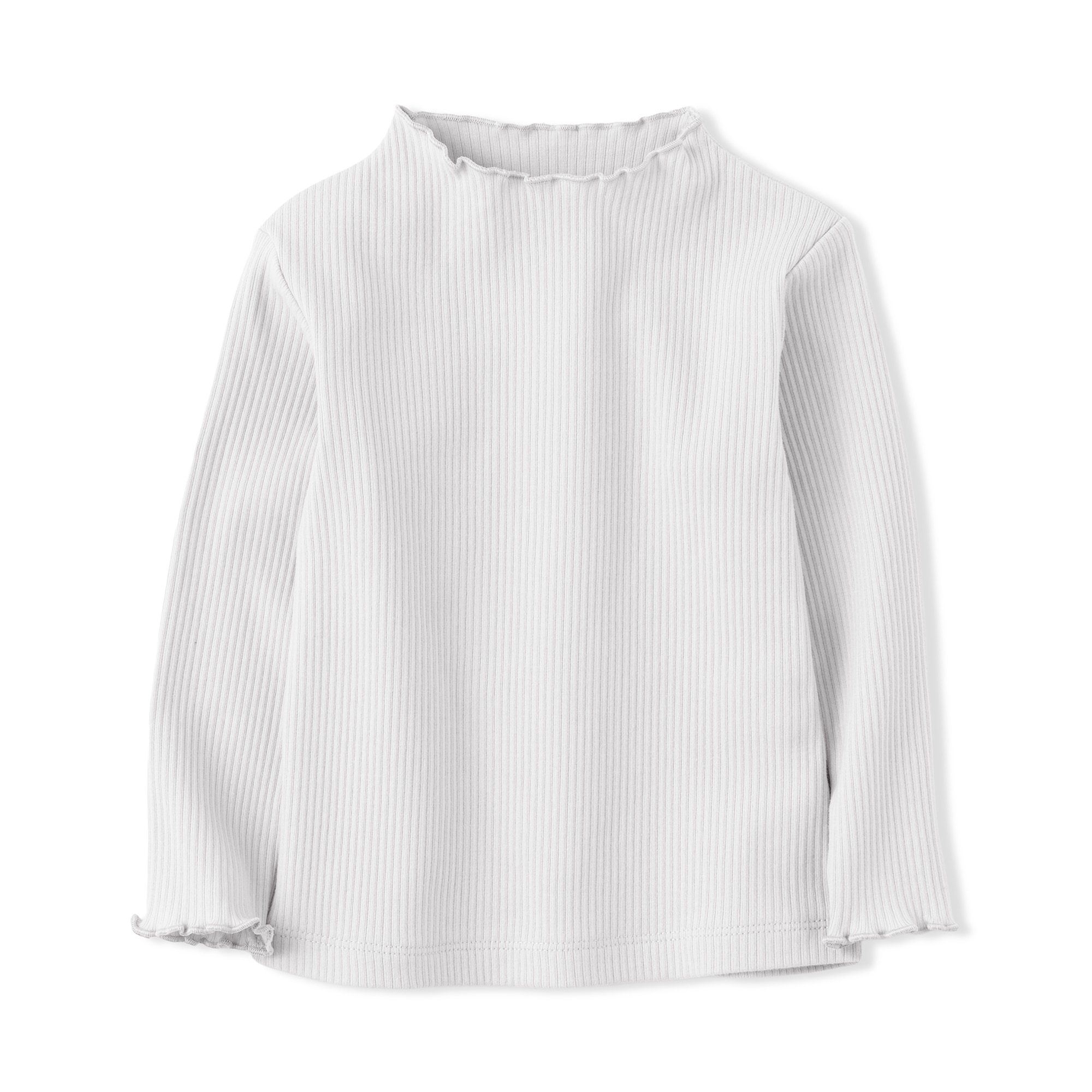 ベビー　ストレッチリブ編みモックネック長袖Ｔシャツ