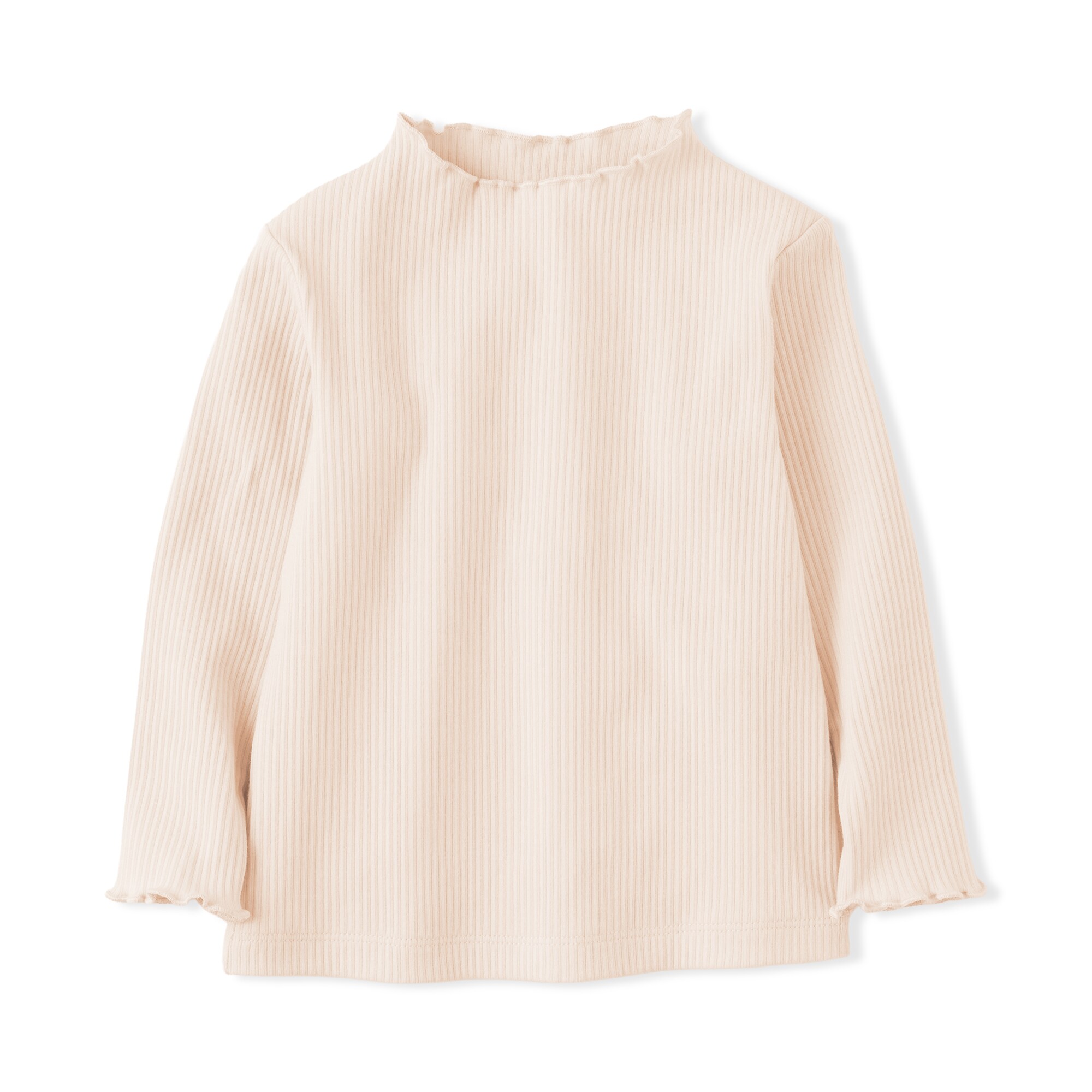 ベビー　ストレッチリブ編みモックネック長袖Ｔシャツ