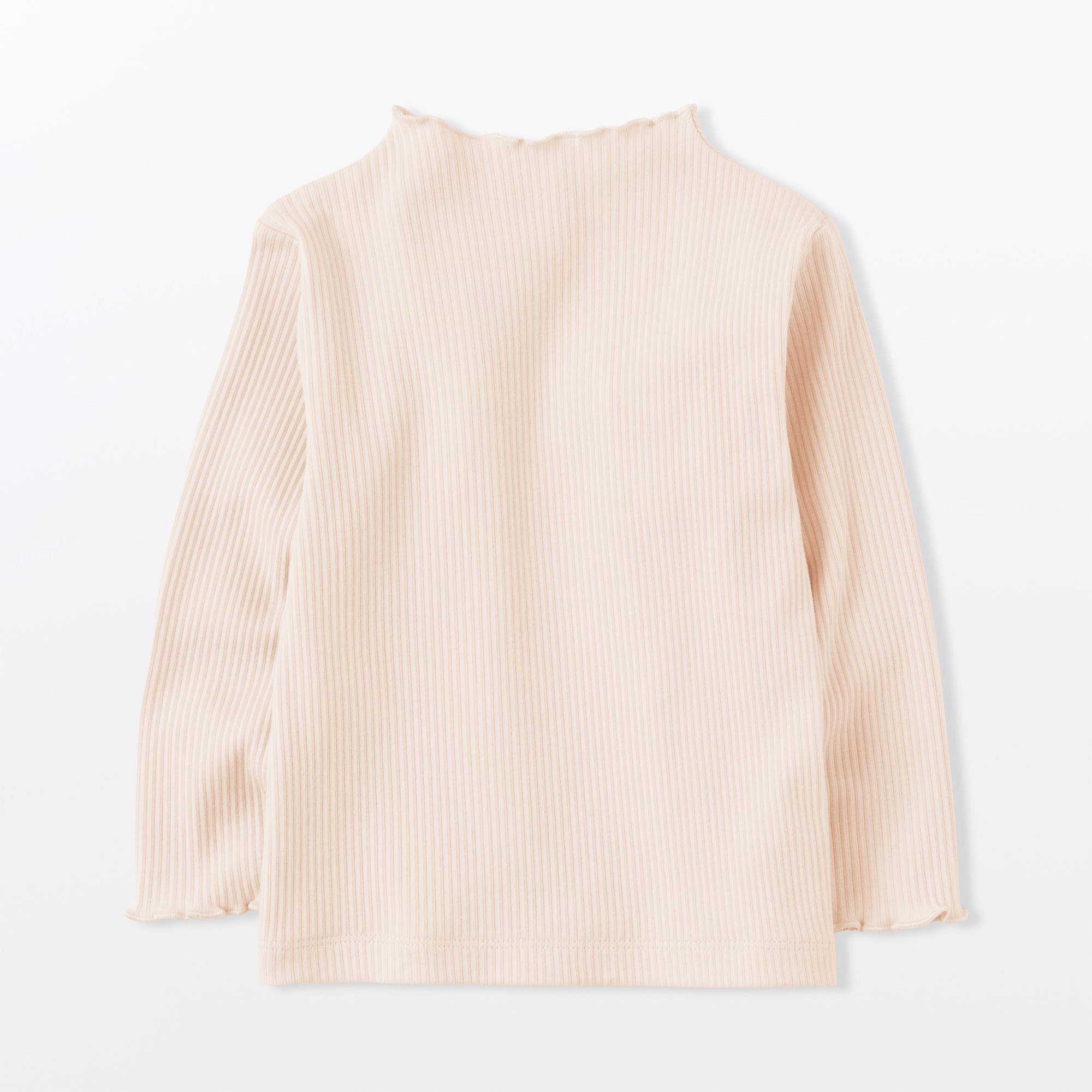 ベビー　ストレッチリブ編みモックネック長袖Ｔシャツ