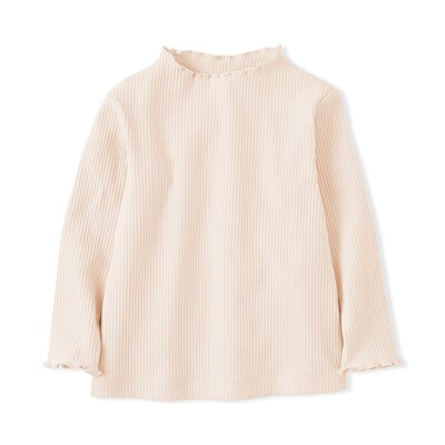 ベビー　ストレッチリブ編みモックネック長袖Ｔシャツ