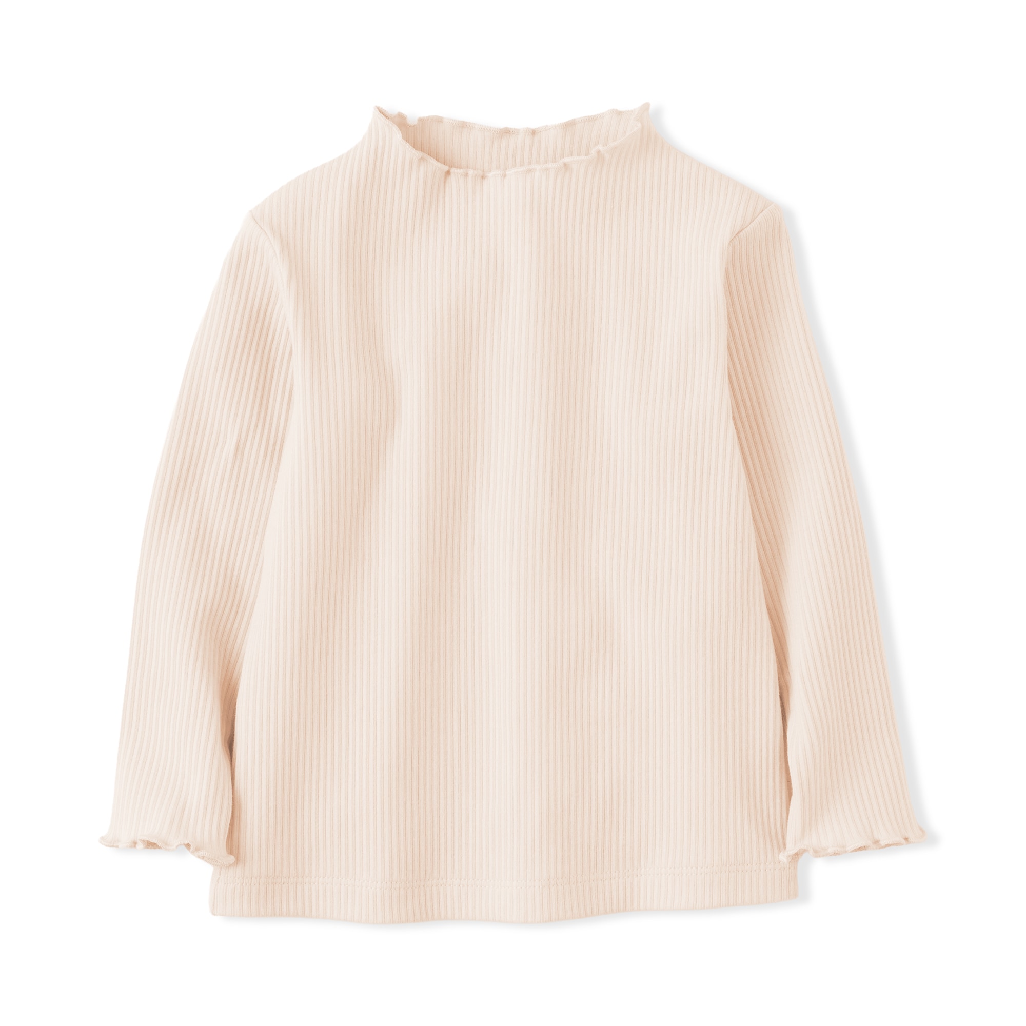 ベビー　ストレッチリブ編みモックネック長袖Ｔシャツ