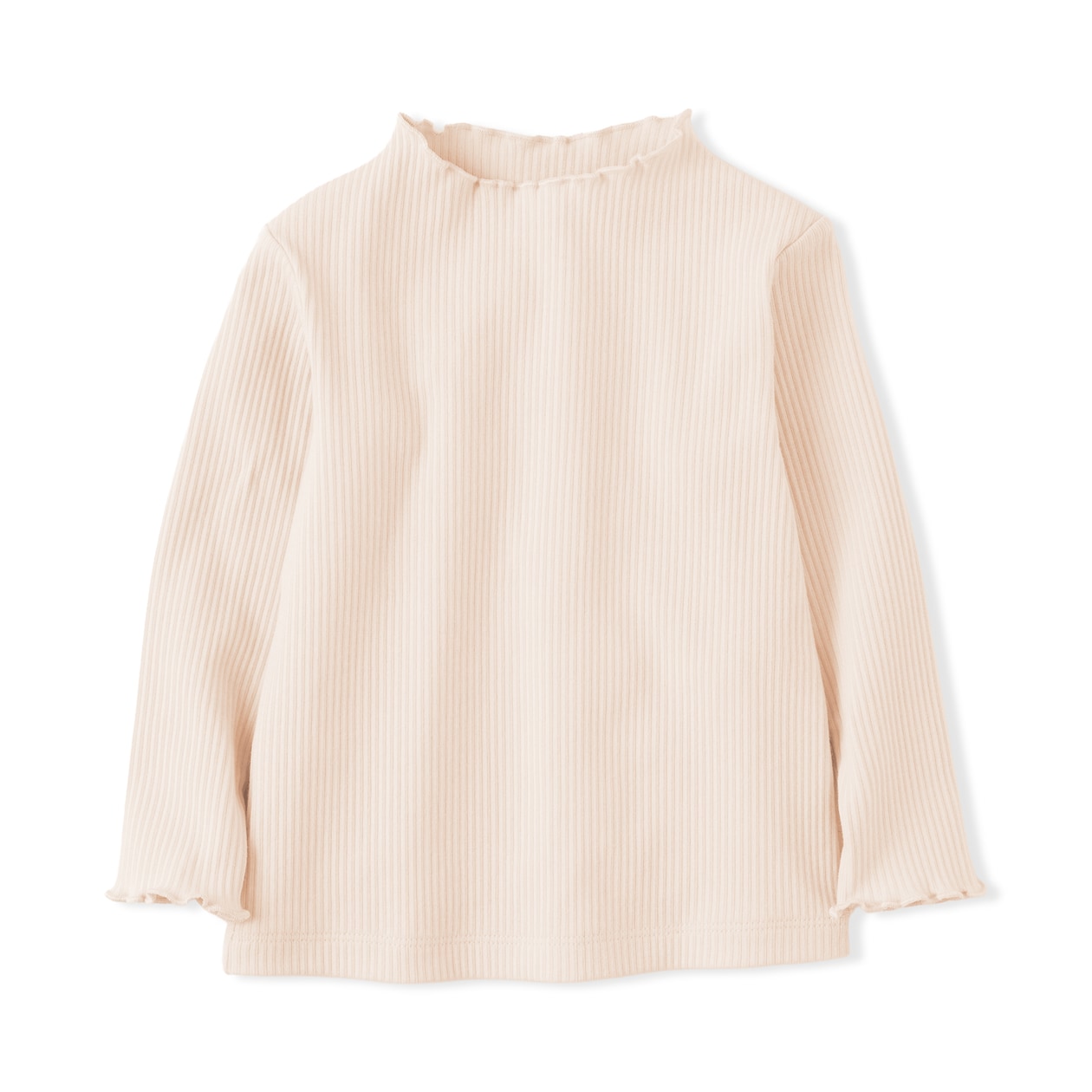 ベビー　ストレッチリブ編みモックネック長袖Ｔシャツ