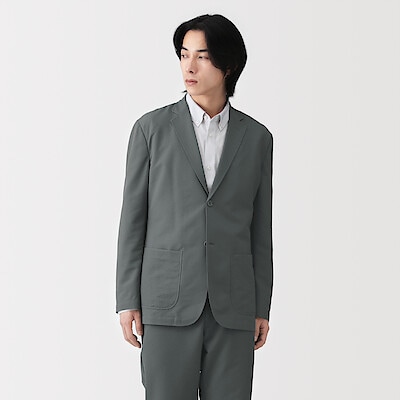 紳士　風を通すストレッチサッカージャケット