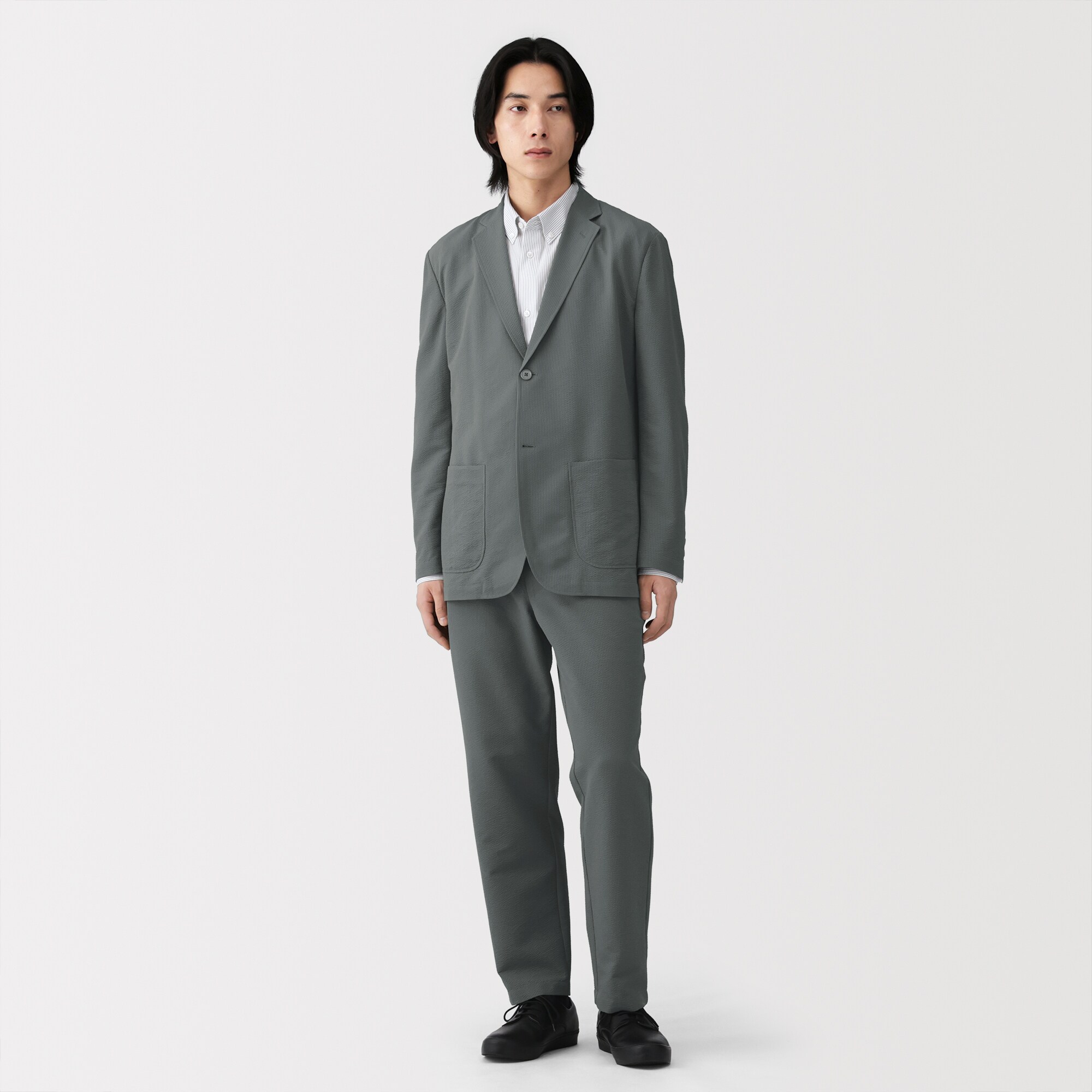 紳士　風を通すストレッチサッカージャケット