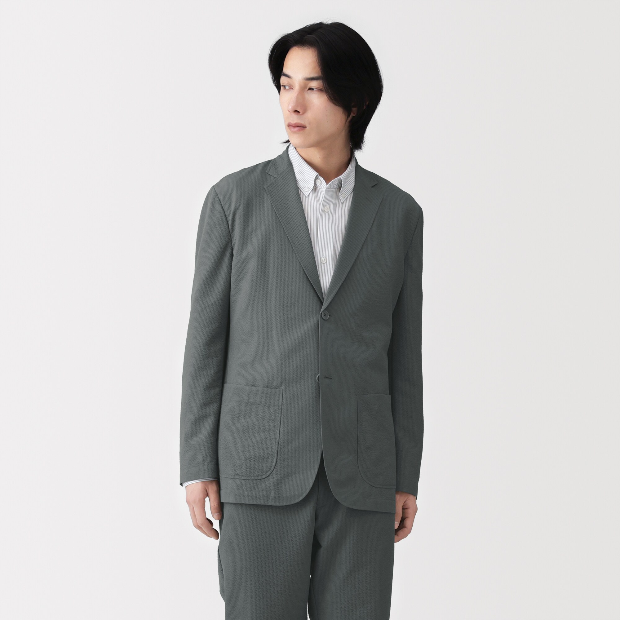 紳士　風を通すストレッチサッカージャケット