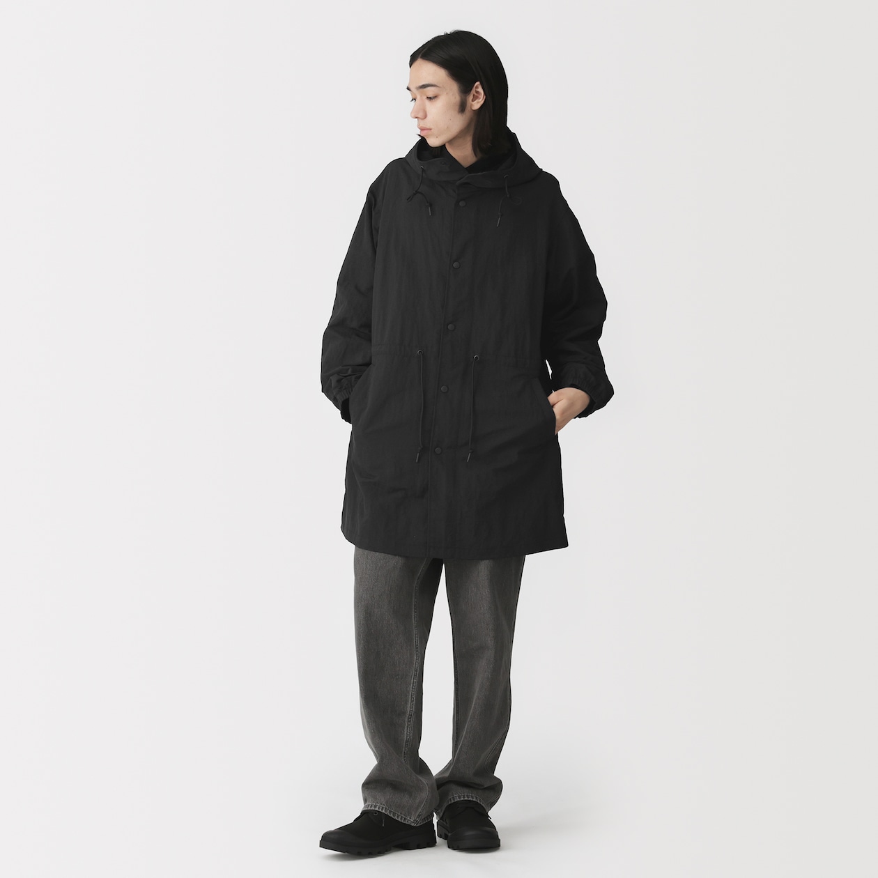紳士　撥水フード付きコート