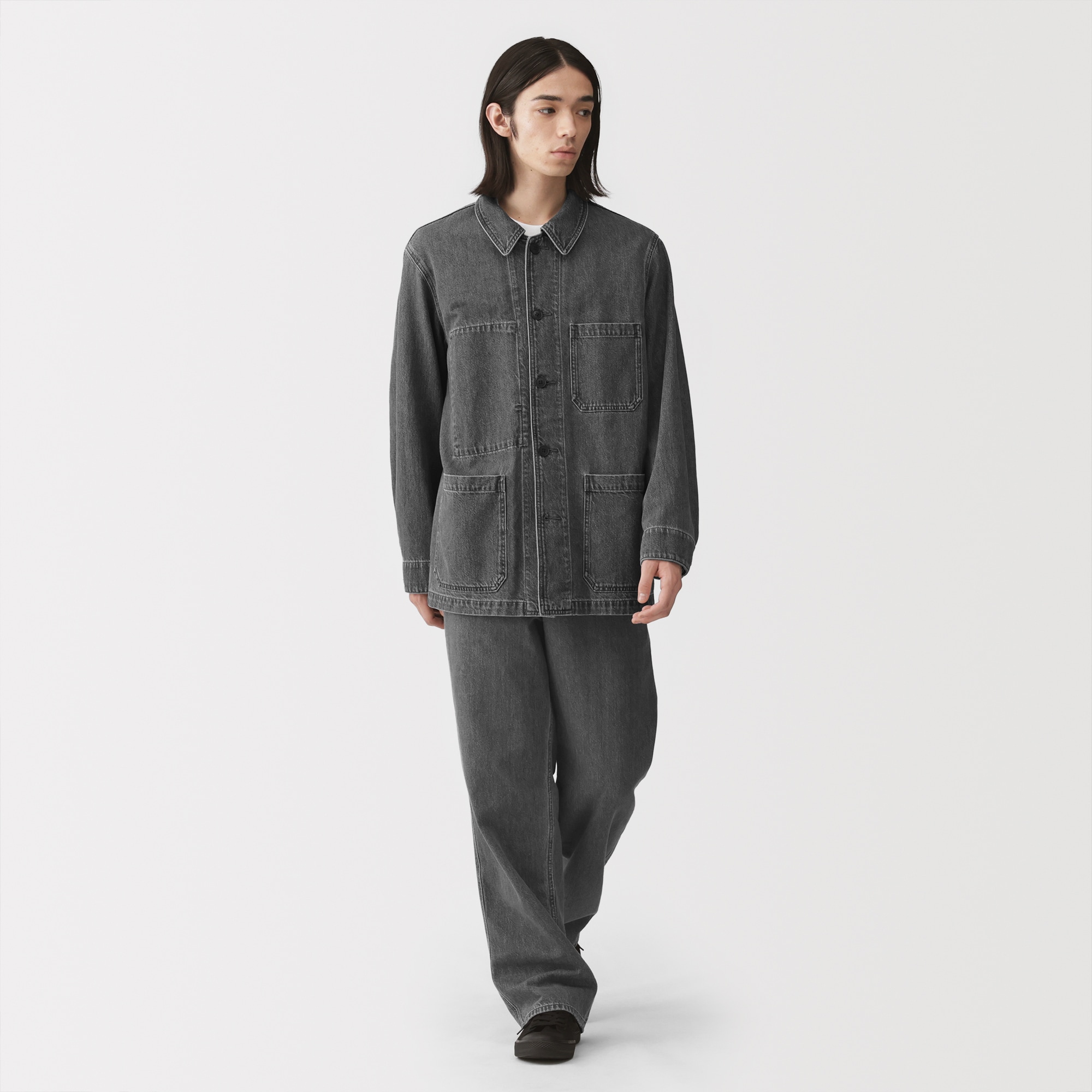 紳士　木の実から作ったカポック混デニム　カバーオール