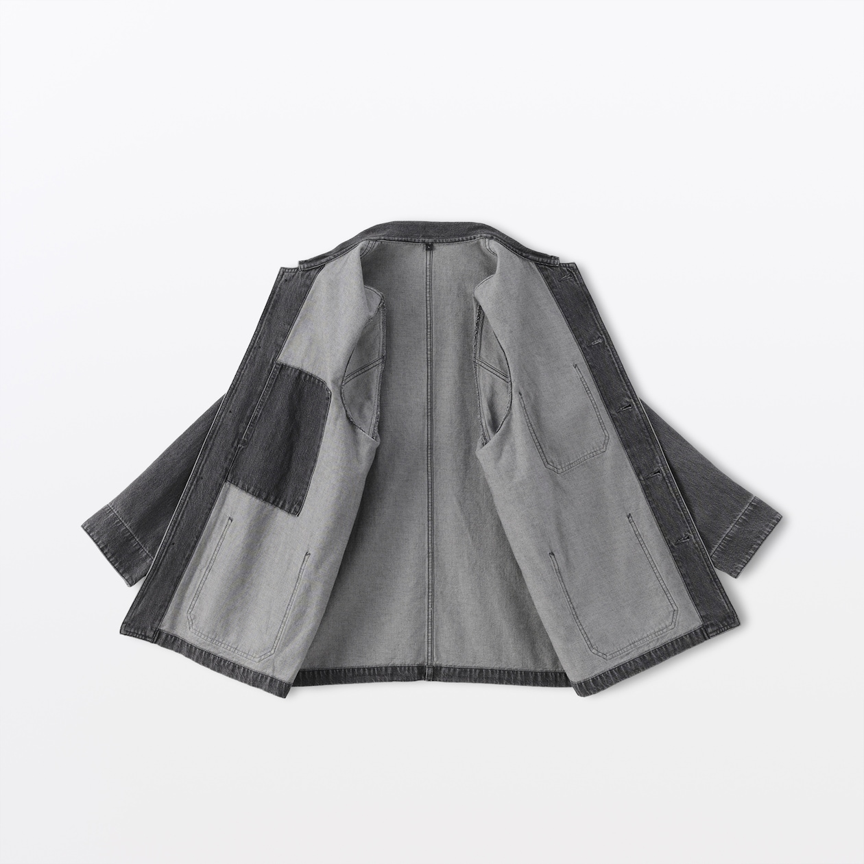 紳士　木の実から作ったカポック混デニム　カバーオール　黒