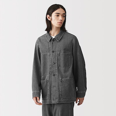 【１２月中旬発売予定】紳士　木の実から作ったカポック混デニム　カバーオール　黒