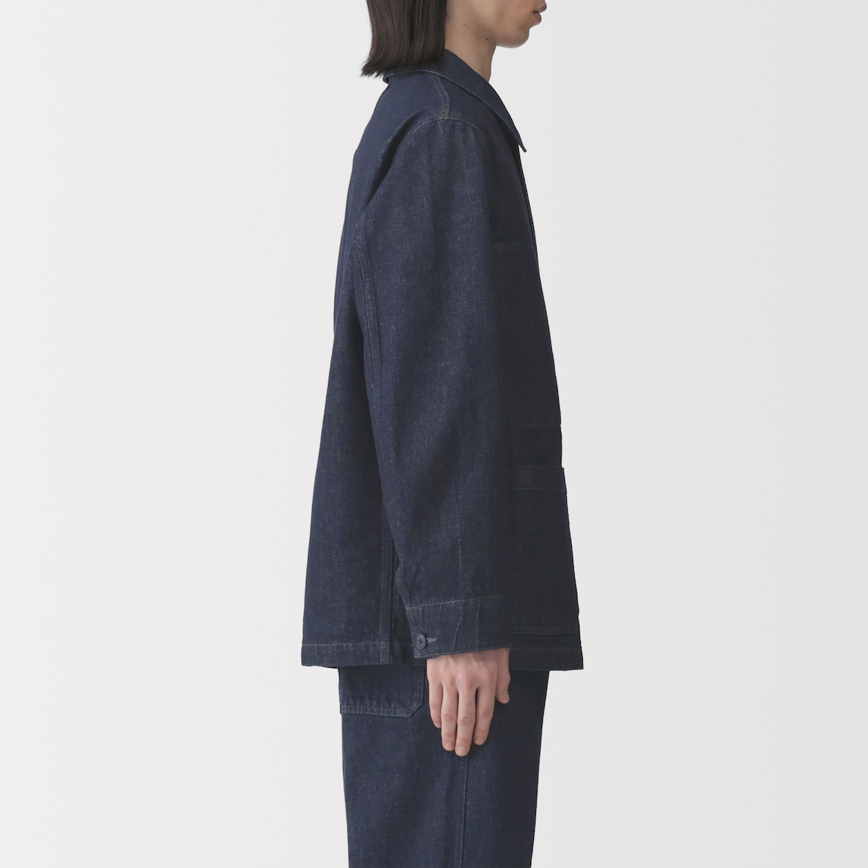 紳士　木の実から作ったカポック混デニム　カバーオール　黒