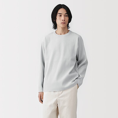 紳士　乾きやすい洗えるリブ編み長袖ニットＴシャツ