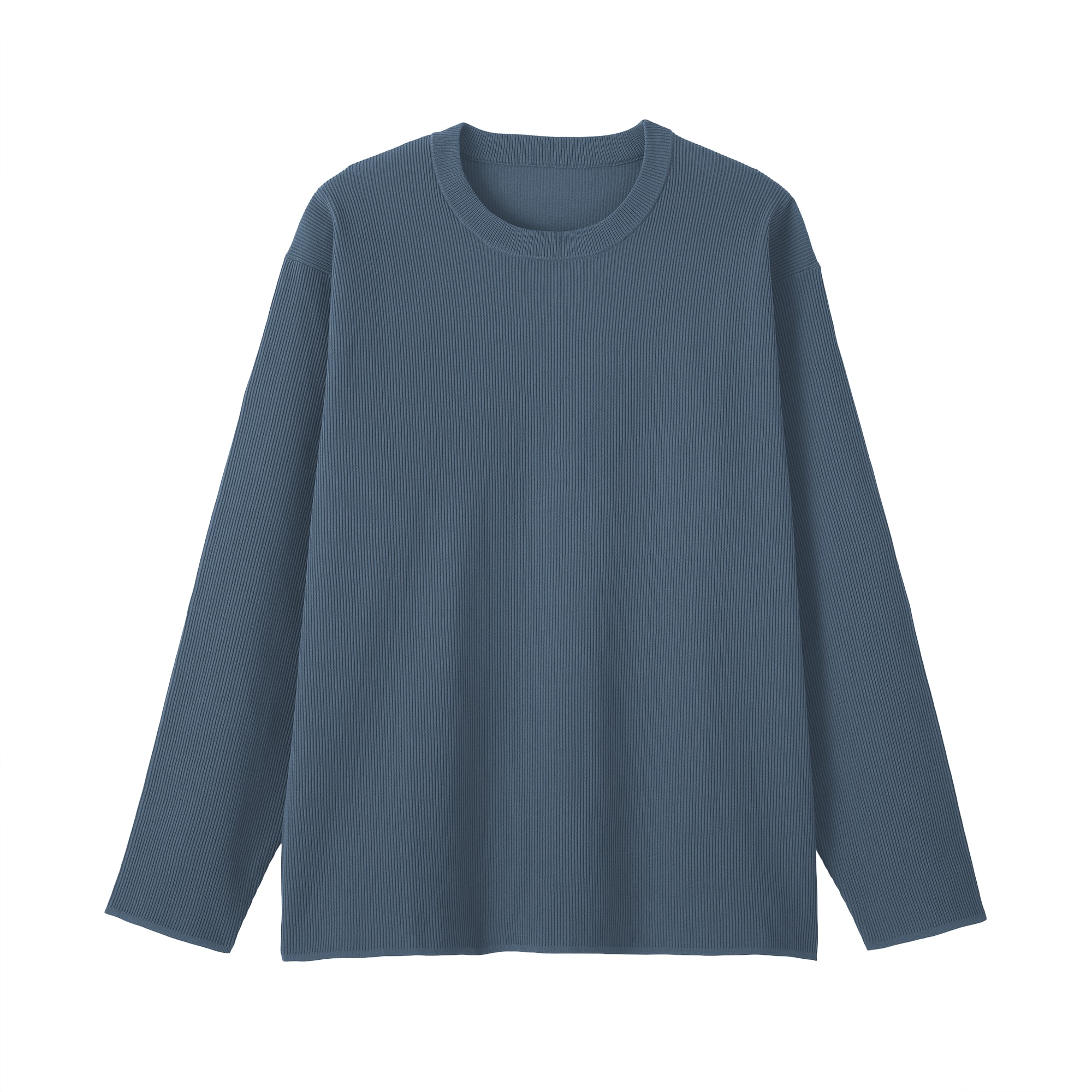 紳士 乾きやすい洗えるリブ編み長袖ニットTシャツ | 無印良品