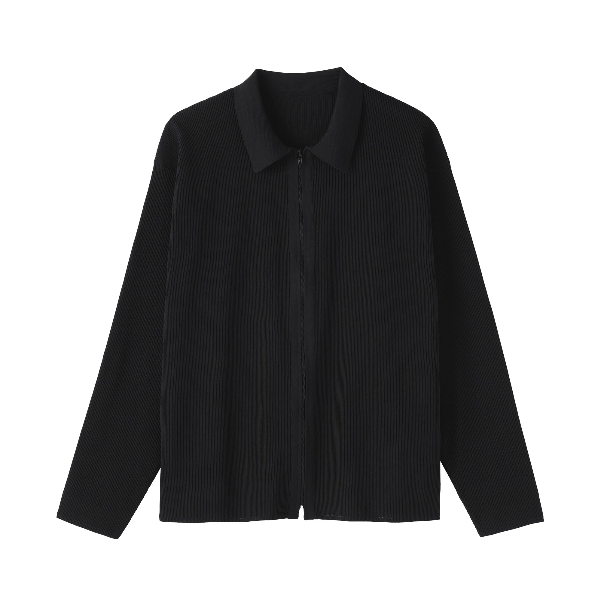 紳士　乾きやすい洗えるリブ編みニットブルゾン