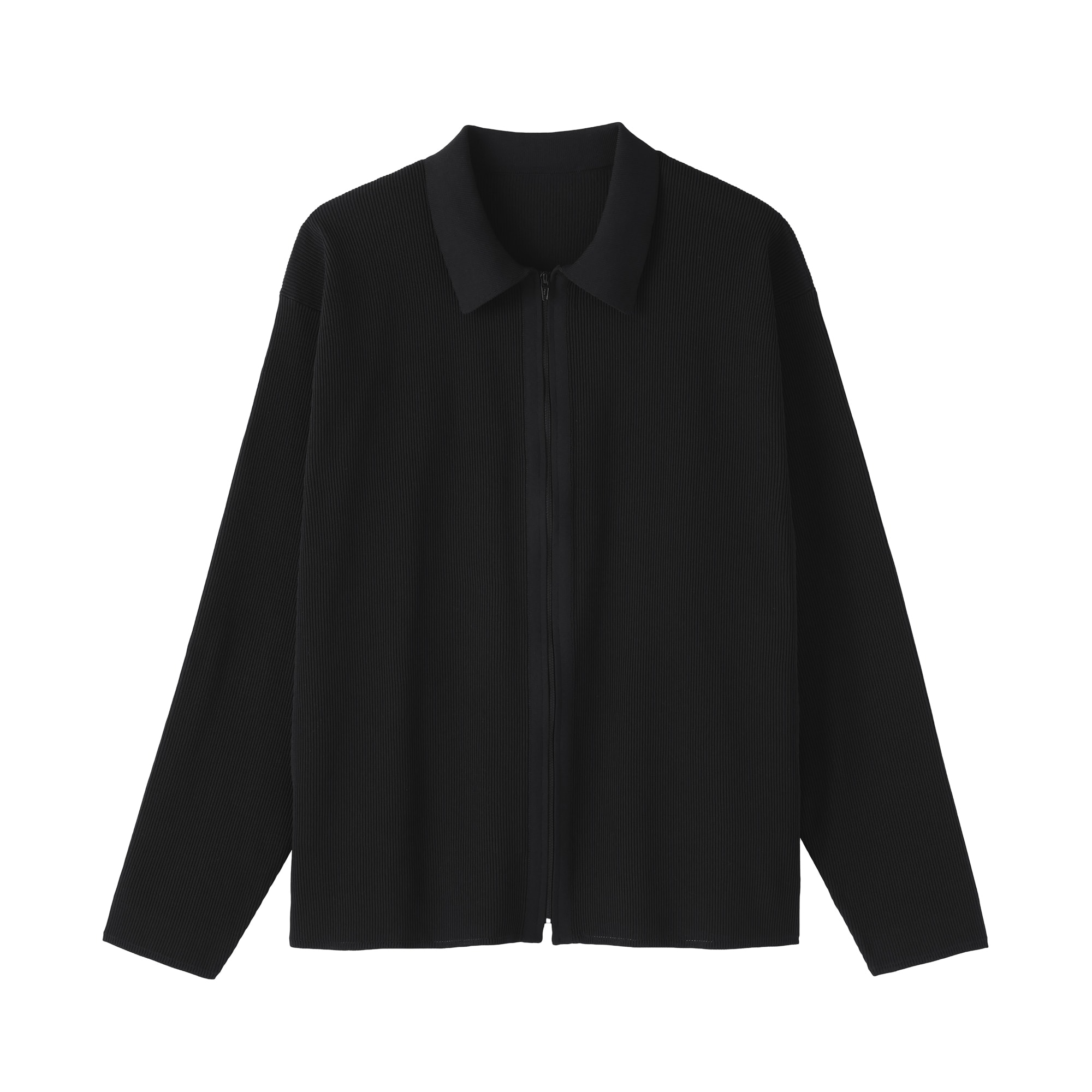 紳士　乾きやすい洗えるリブ編みニットブルゾン