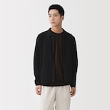 紳士　乾きやすい洗えるリブ編みニットブルゾン