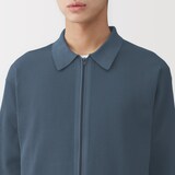 紳士　乾きやすい洗えるリブ編みニットブルゾン