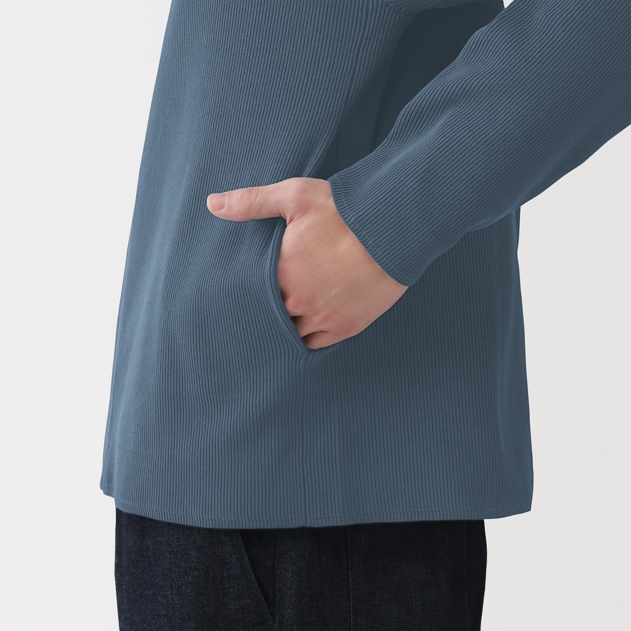 紳士　乾きやすい洗えるリブ編みニットブルゾン