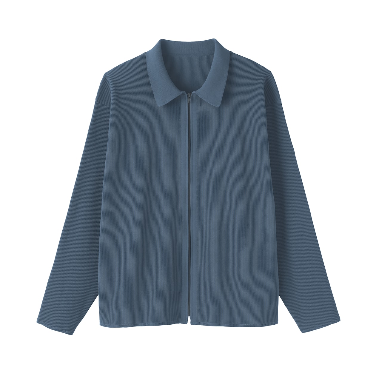 紳士　乾きやすい洗えるリブ編みニットブルゾン