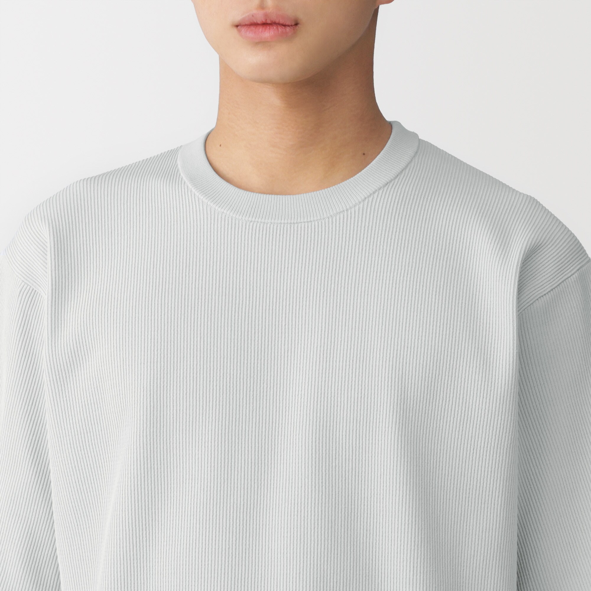 紳士 乾きやすい洗えるリブ編み半袖ニットTシャツ | 無印良品