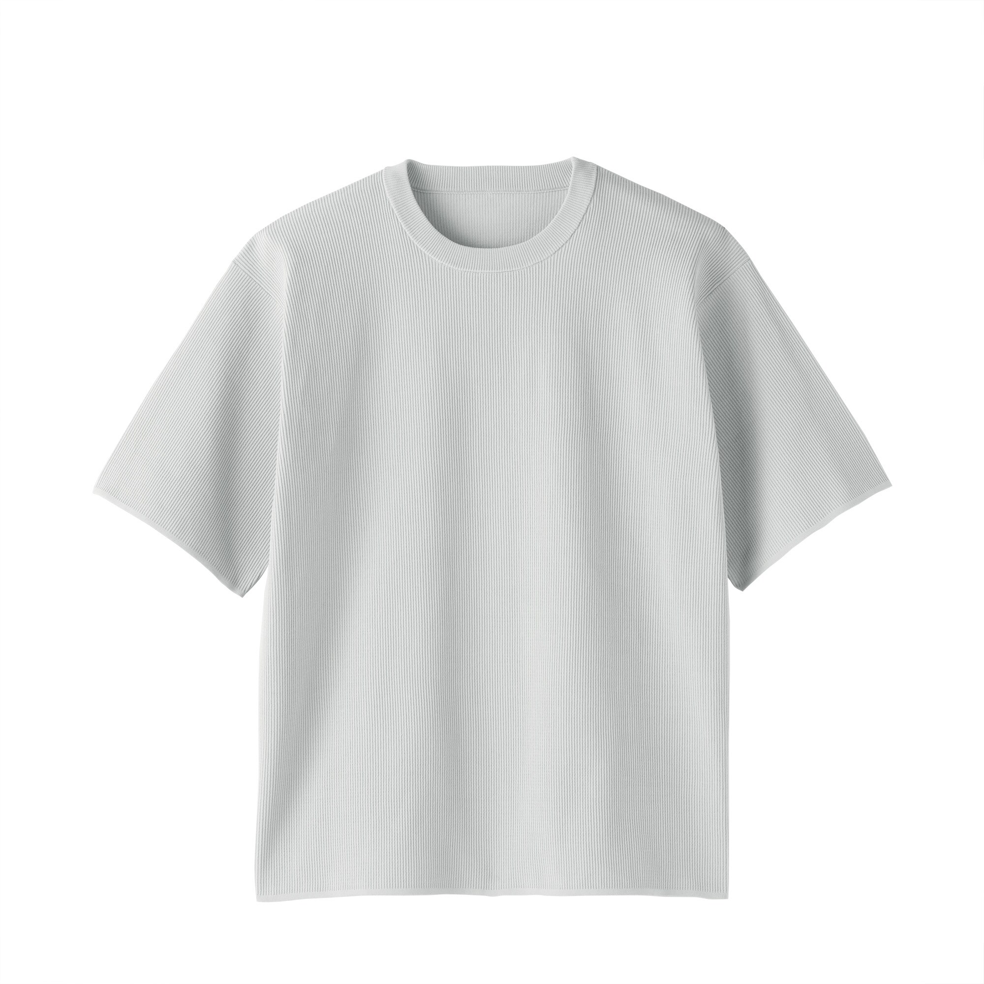 DIESEL　グレー リブ編み 半袖ニット 紳士 乾きやすい洗えるリブ編み半袖ニットTシャツ | 無印良品