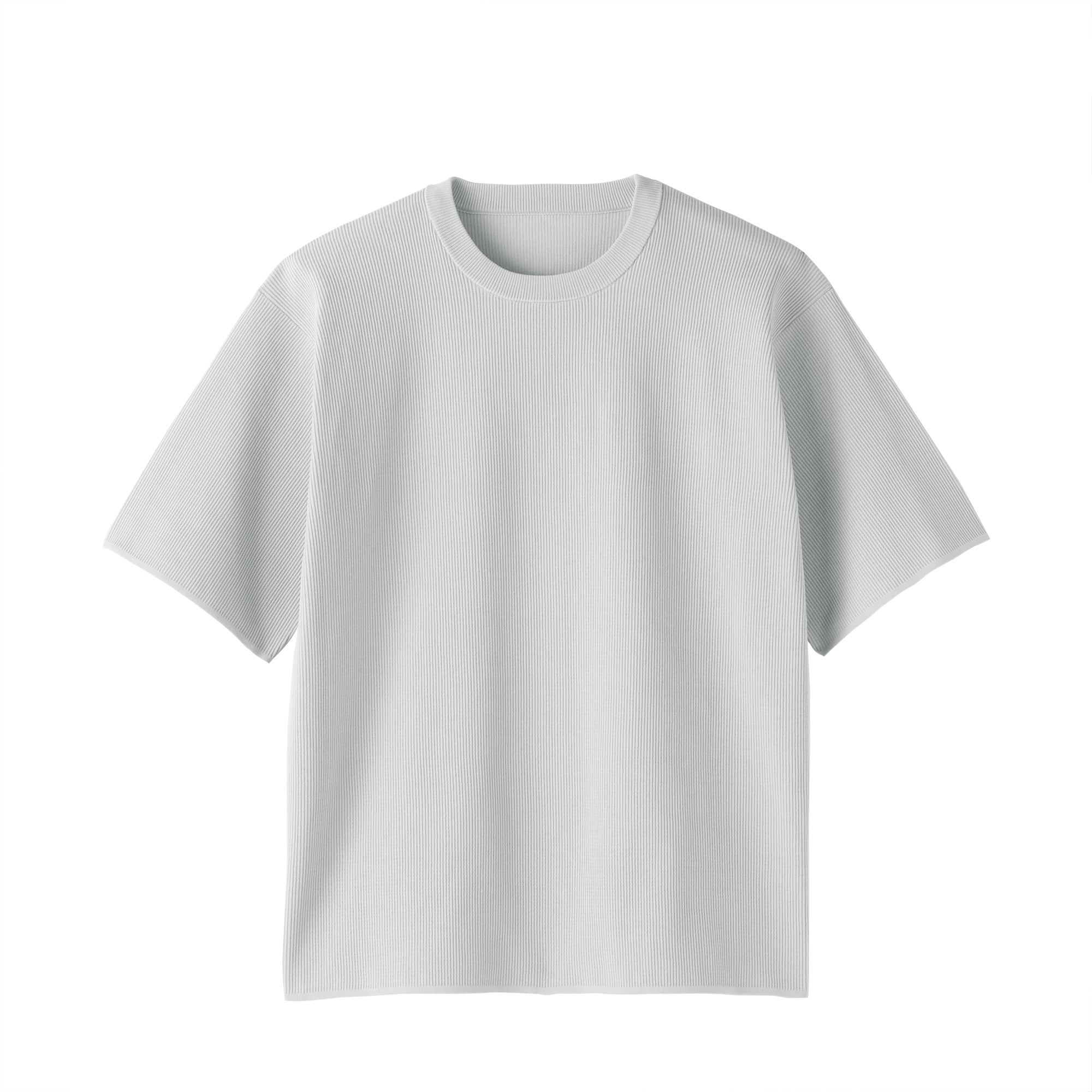 DIESEL　グレー リブ編み 半袖ニット 紳士 乾きやすい洗えるリブ編み半袖ニットTシャツ | 無印良品