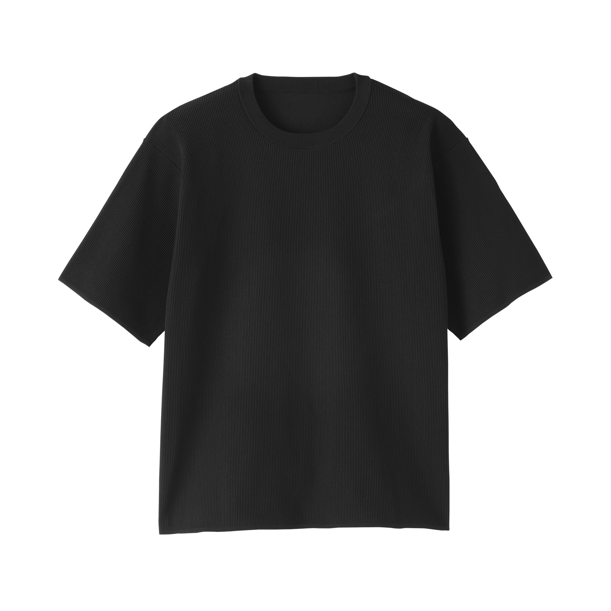 紳士 乾きやすい洗えるリブ編み半袖ニットTシャツ | 無印良品