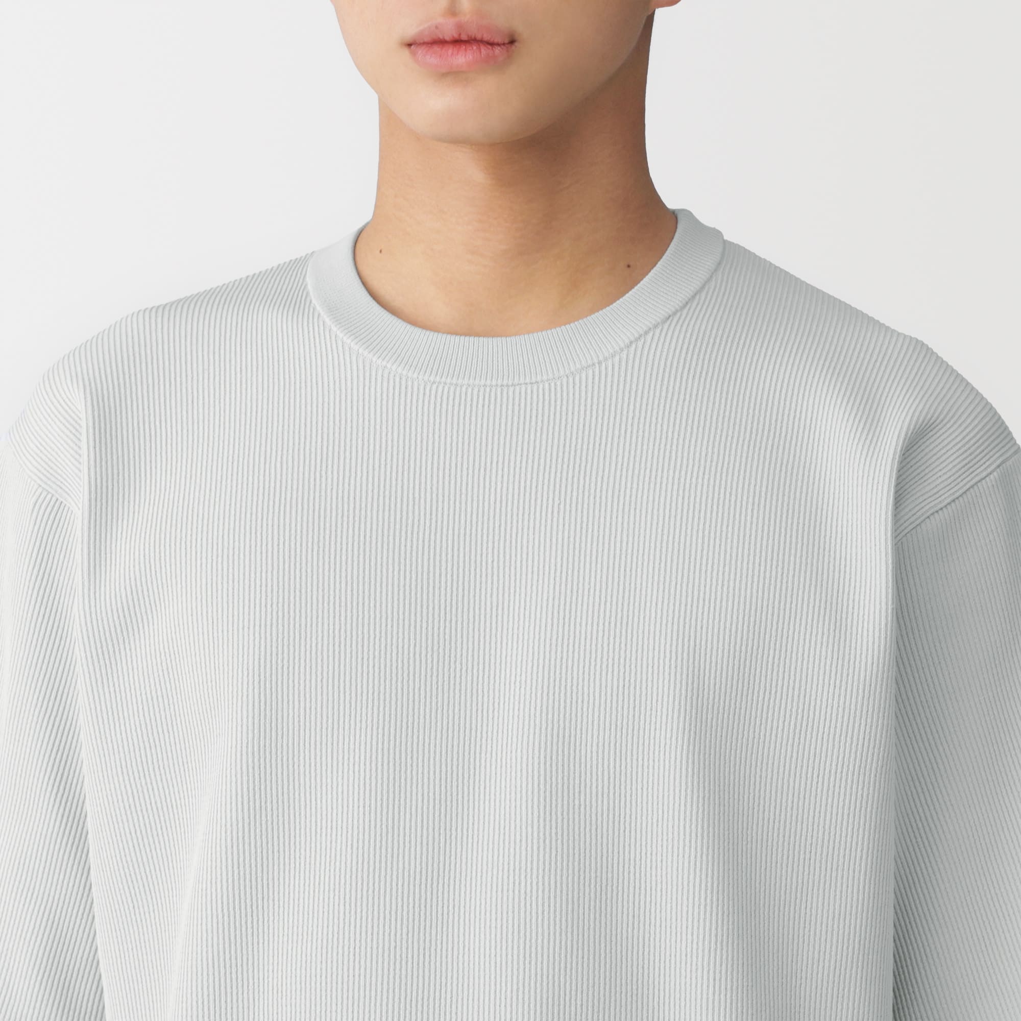 紳士 乾きやすい洗えるリブ編み半袖ニットTシャツ | 無印良品