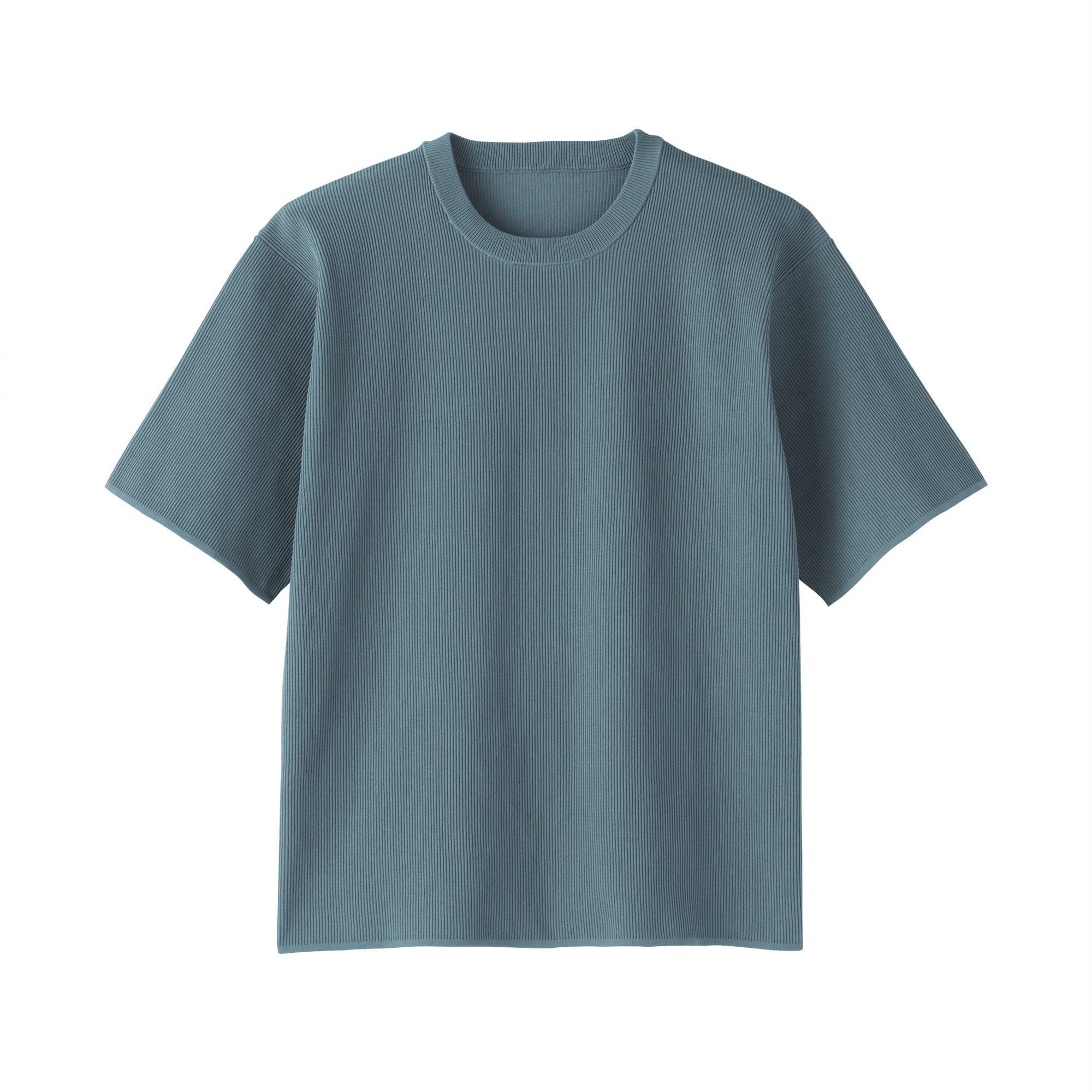 紳士 乾きやすい洗えるリブ編み半袖ニットTシャツ | 無印良品