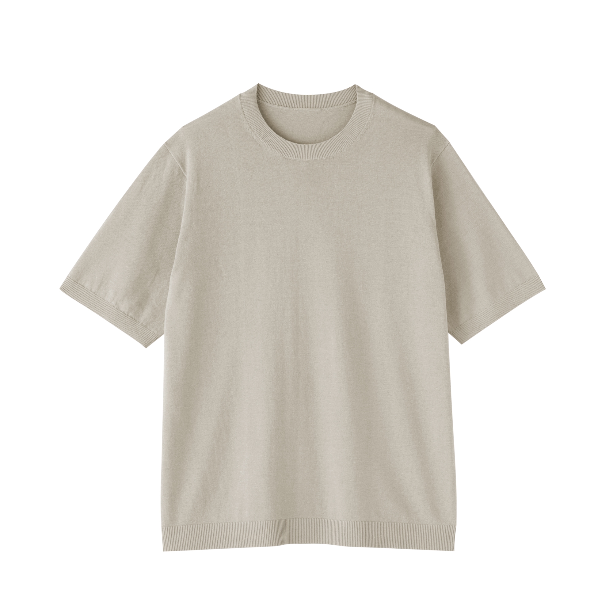 紳士　ヘンプ混クルーネック半袖セーター