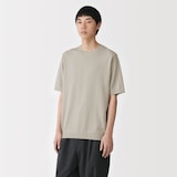 紳士　ヘンプ混クルーネック半袖セーター
