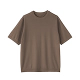 紳士　ヘンプ混クルーネック半袖セーター