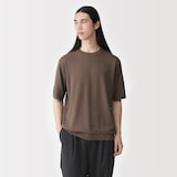 紳士　ヘンプ混クルーネック半袖セーター