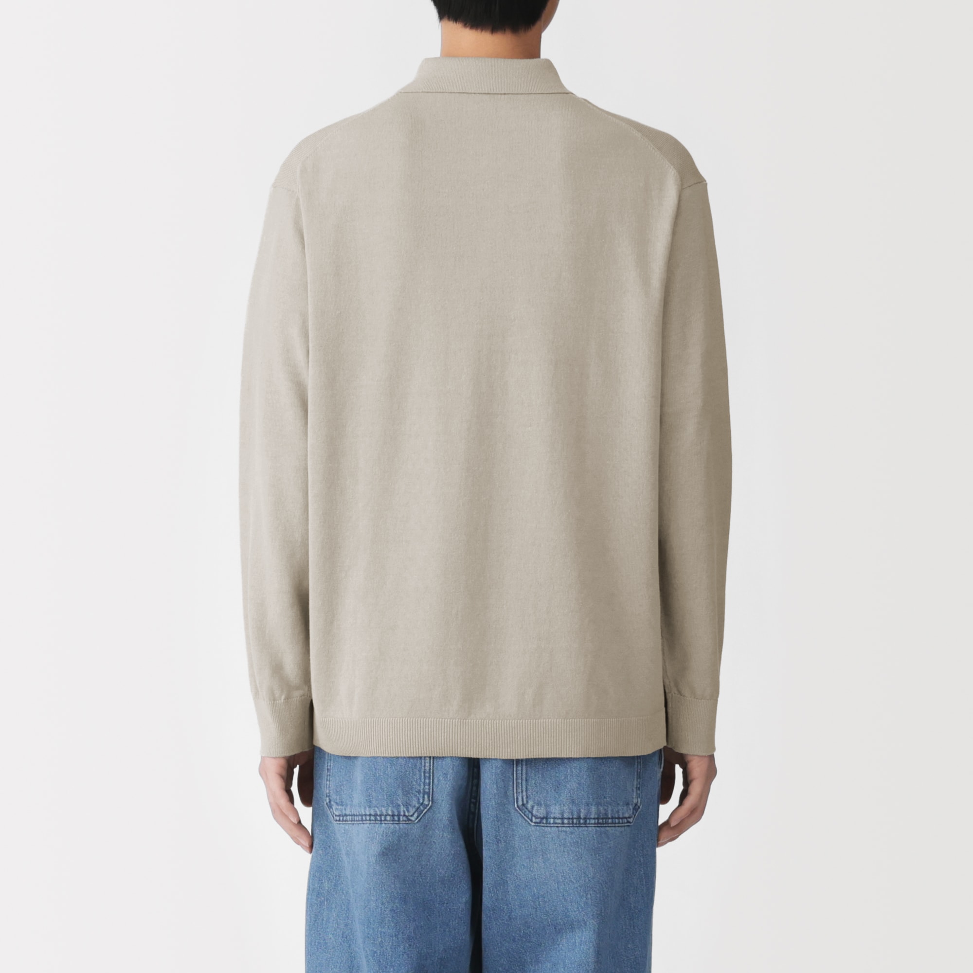 紳士　ヘンプ混長袖シャツカーディガン