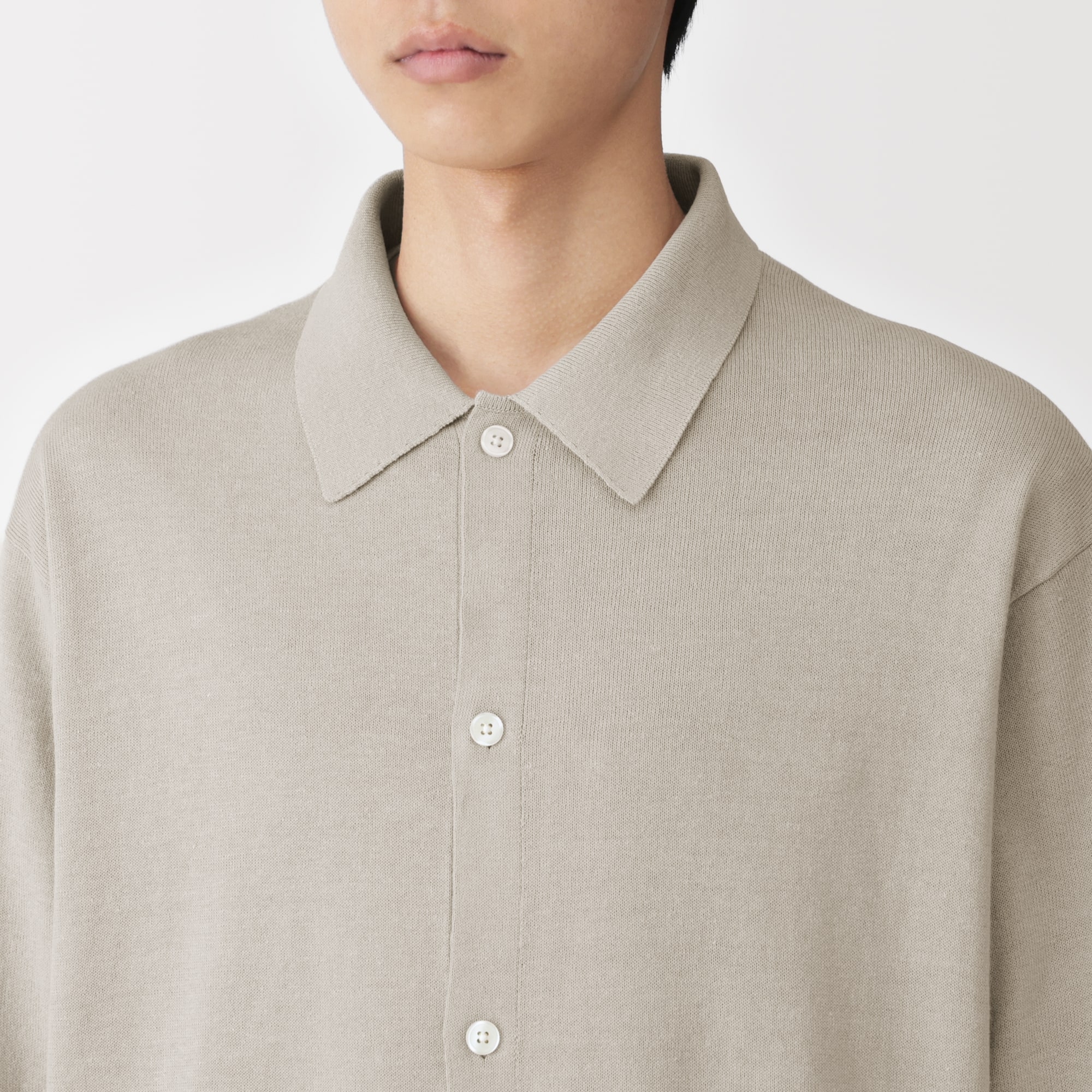 紳士　ヘンプ混長袖シャツカーディガン