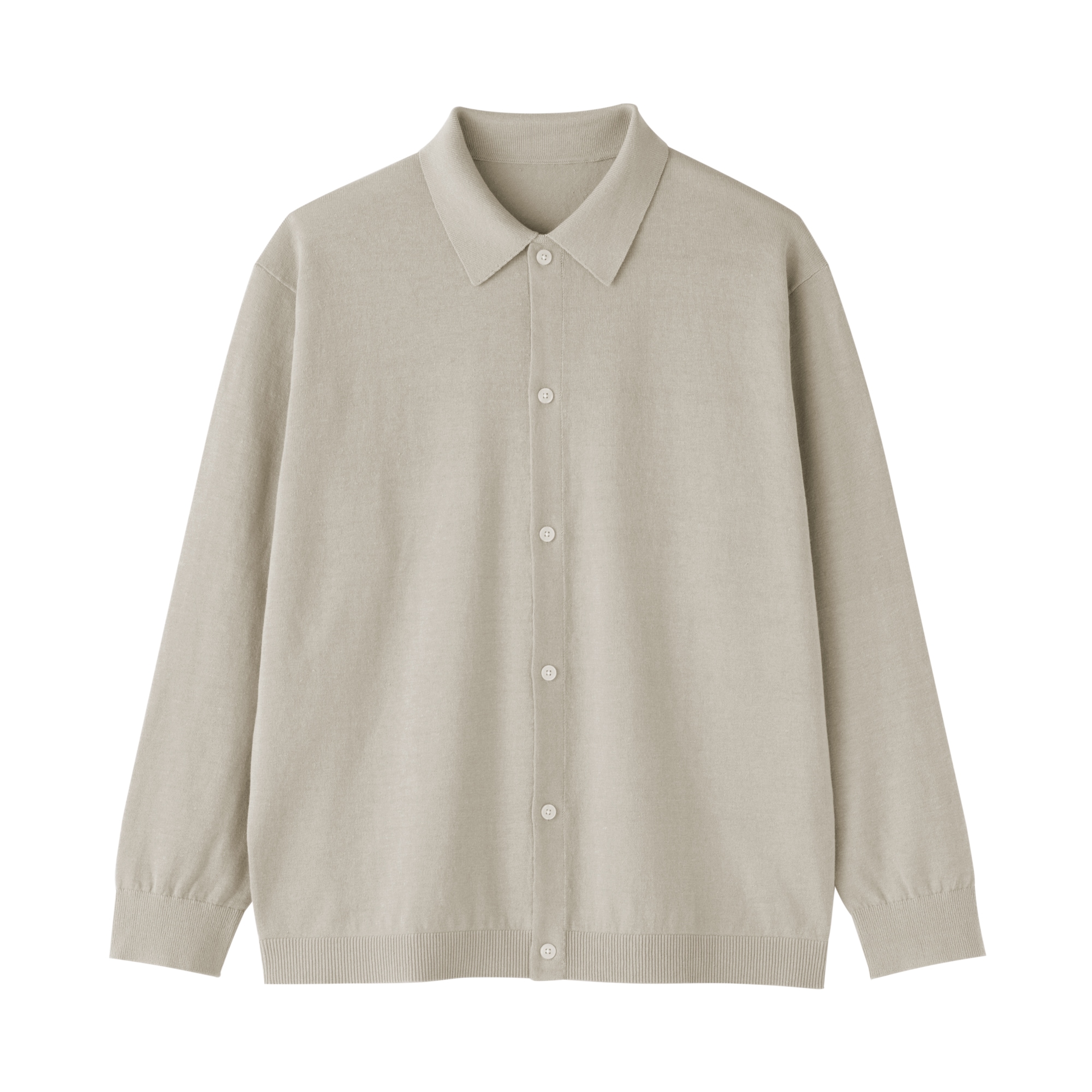 紳士　ヘンプ混長袖シャツカーディガン