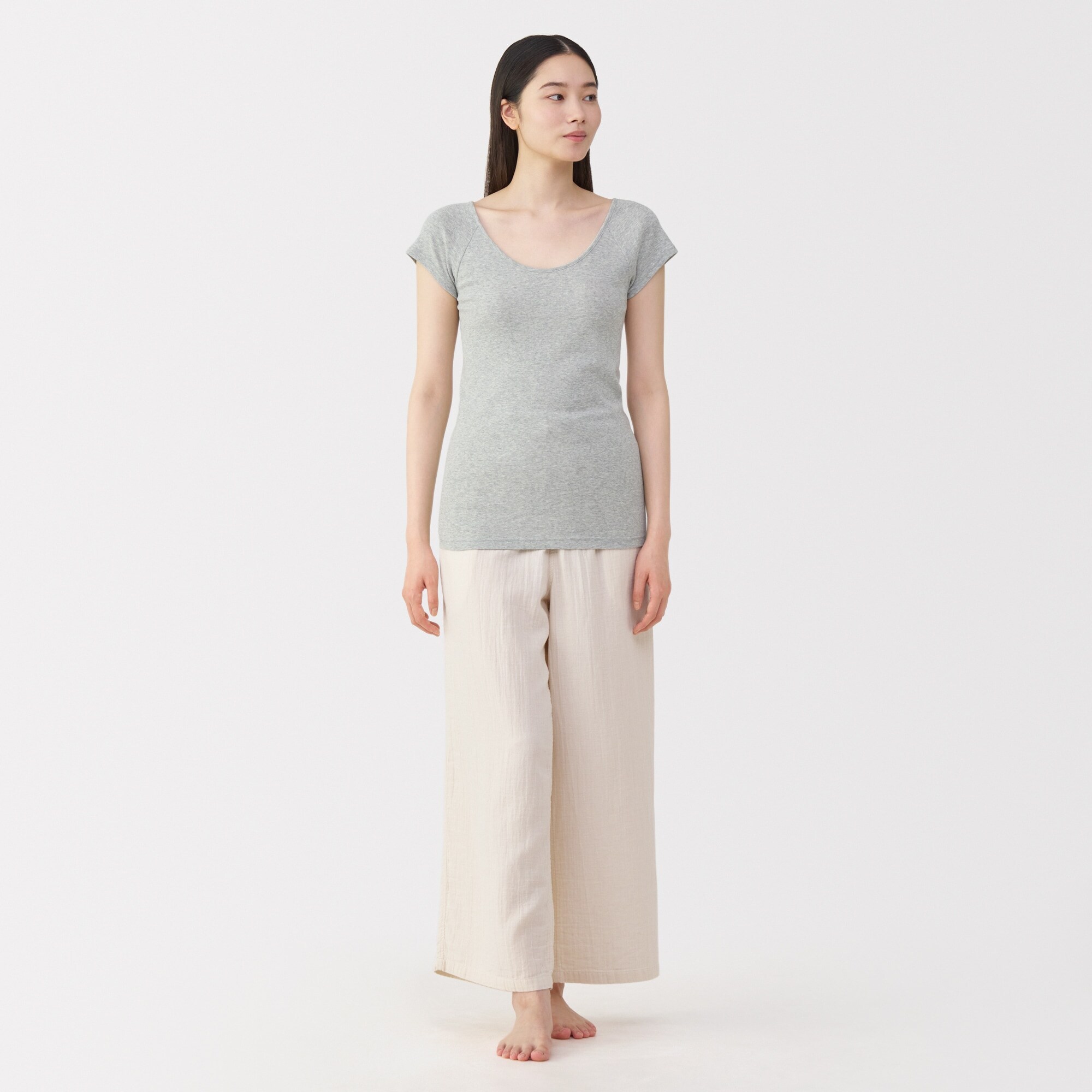 婦人　フライス編みフレンチスリーブＴシャツ