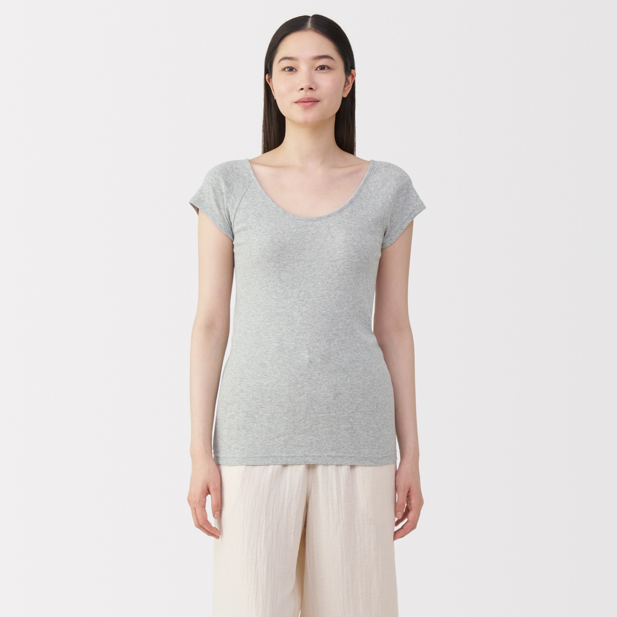 婦人　フライス編みフレンチスリーブＴシャツ